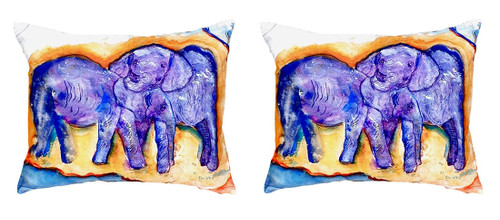 Pair of Betsy Drake Elephants No Cord Pillows 16 Inch X 20 Inch Main image