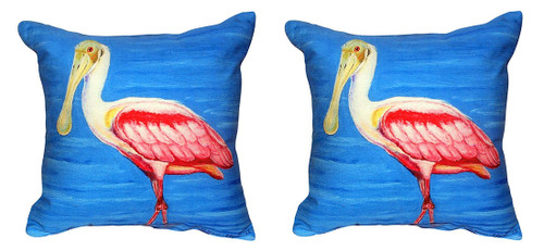Pair of Betsy Drake Dick’s Spoonbill No Cord Indoor/Outdoor Pillows 18 X 18 Main image