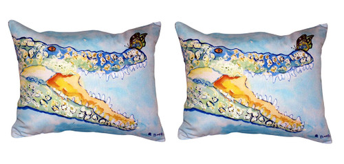 Pair of Betsy Drake Croc & Butterfly No Cord Indoor/Outdoor Pillows 16 X 20 Main image