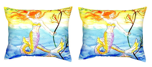 Pair of Betsy Drake Betsy’s Mermaid No Cord Pillows 15 Inch X 22 Inch Main image