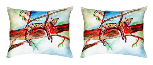 Pair of Betsy Drake Leopard No Cord Pillows 16 Inch X 20 Inch Main image