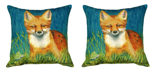 Pair of Betsy Drake Red Fox No Cord Pillows 18 Inch X 18 Inch Main image