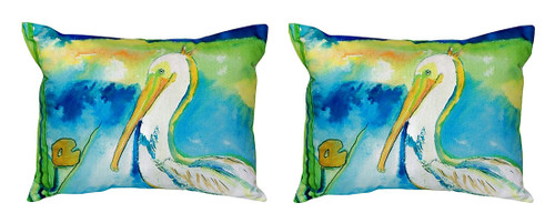 Pair of Betsy Drake White Pelican No Cord Pillows 16 Inch X 20 Inch Main image