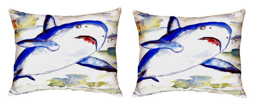 Pair of Betsy Drake Shark No Cord Pillows 16 Inch X 20 Inch Main image