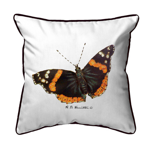 Betsy Drake Red Admiral Butterfly Small Indoor/Outdoor Pillow 12x12 Main image