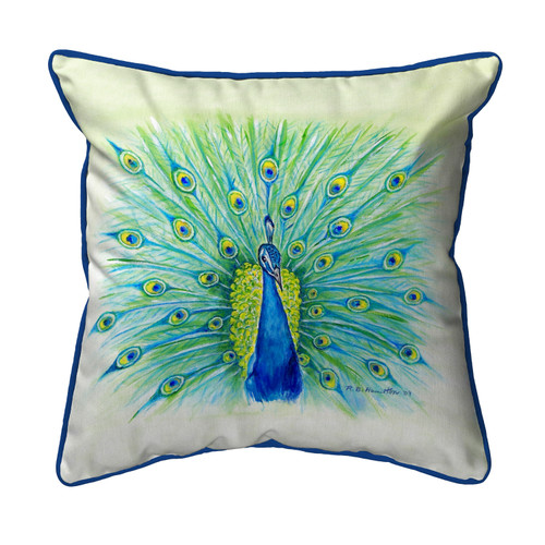 Betsy Drake Peacock Small Indoor/Outdoor Pillow 12x12 Main image