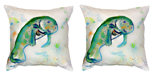 Pair of Betsy Drake Betsy’s Manatee No Cord Pillows 18 Inch X 18 Inch Main image