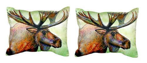 Pair of Betsy Drake Moose No Cord Pillows 15 Inch X 22 Inch Main image