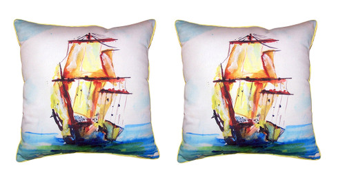 Pair Of Betsy Drake Tall Ship Small Outdoor/Indoor Pillows 12 X 12 Main image