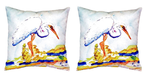 Pair of Betsy Drake Betsy’s Egret No Cord Pillows 18 Inch X 18 Inch Main image