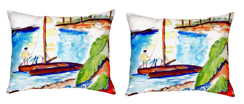 Pair of Betsy Drake Catamaran No Cord Pillows 16 Inch X 20 Inch Main image