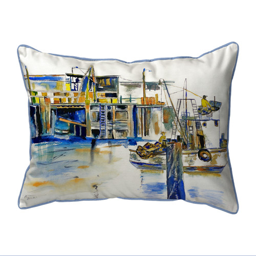 Betsy Drake Fishing Boat Small Indoor/Outdoor Pillow 11x14 Main image