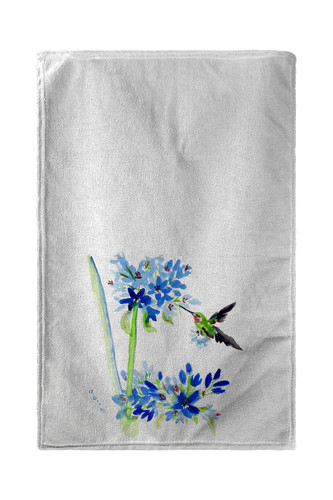 Betsy Drake Hummingbird & Blue Flower Kitchen Towel Main image