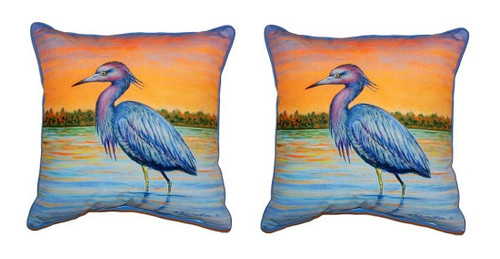 Pair of Betsy Drake Heron & Sunset Small Pillows 12 X 12 Main image