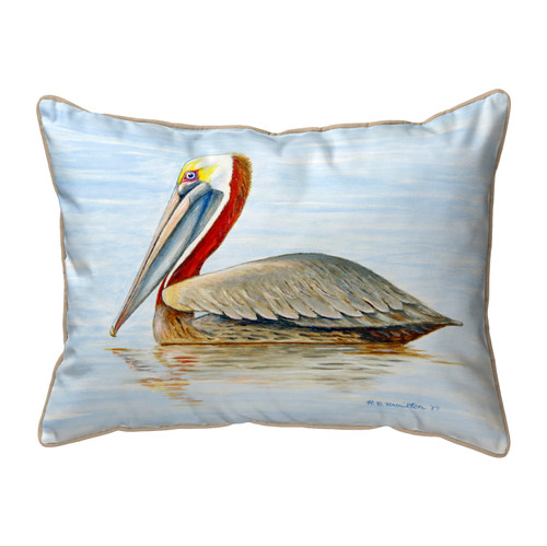 Betsy Drake Summer Pelican Small Outdoor Pillow 11x14 Main image