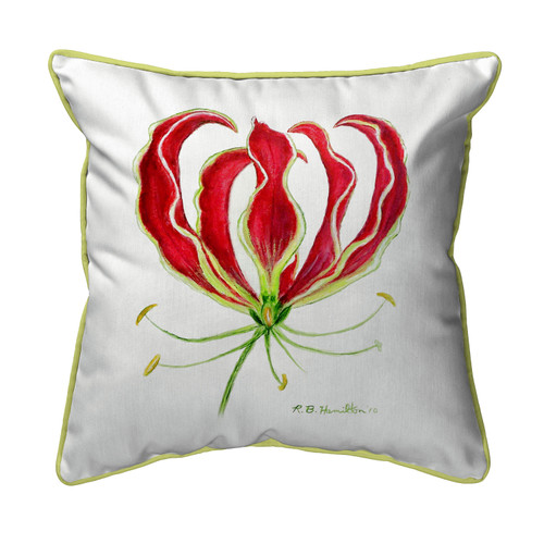 Betsy Drake Red Lily Small Indoor/Outdoor Pillow 12x12 Main image