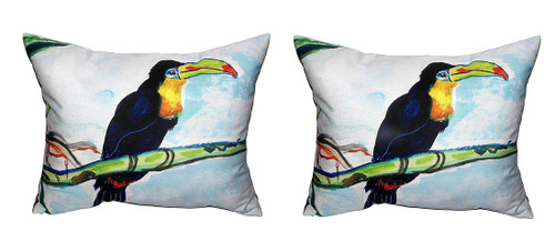 Pair of Betsy Drake Toucan Small Outdoor/Indoor Pillows 11X 14 Main image