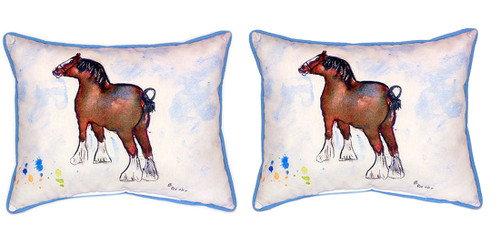 Pair of Betsy Drake Clydesdale Large Indoor/Outdoor Pillows 16x20 Main image