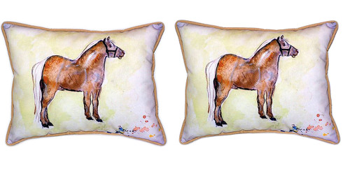 Pair of Betsy Drake Shetland Pony Large Indoor/Outdoor Pillows 16x20 Main image