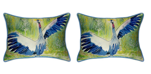 Pair of Betsy Drake Dancing Crane Large Pillows 15 Inchx22 Inch Main image