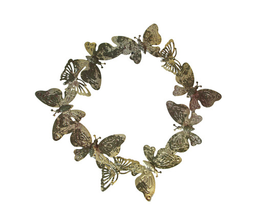 16 Inch Galvanized Metal Butterfly Wreath Rustic Wall Decor Main image