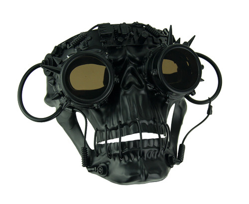 Black Steamskully Scary Spiked Steampunk Skull Costume Mask Main image