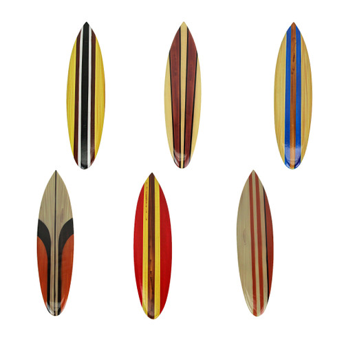 Set of 6 Handcrafted Wood Surfboard Wall Sculptures Beach-Themed Home Decor Main image