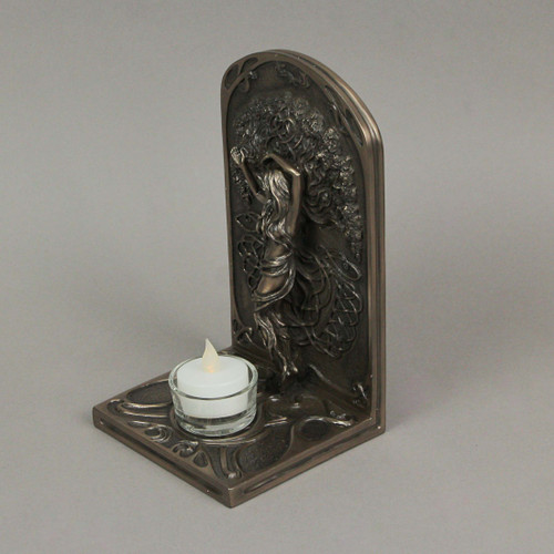 Earth Life Magic Bronze Resin Decorative Bookend Pagan Tealight Candle Holder Additional image