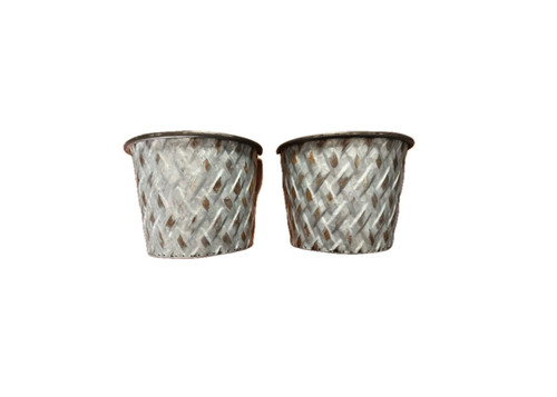 Set of 2 Galvanized Metal Wall Mounted Indoor/Outdoor Basket Planters 8 Inches Main image