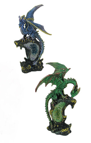 Dueling Dragons 2 Piece Dragon On Geode Figurine Set Main image