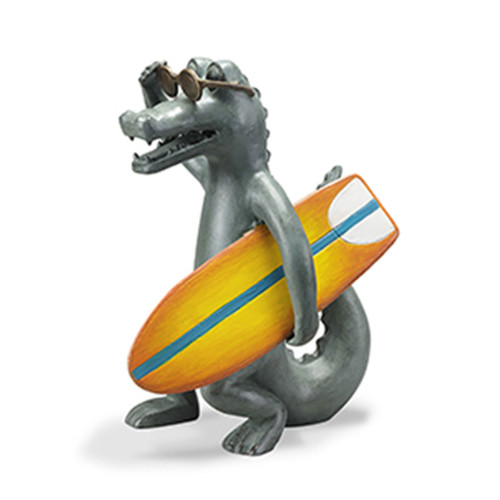 SPI Home Surf's Up Gator Garden Sculpture 18.5" x 14.5" x 9.5" 7.5 lbs. Aluminum Main image