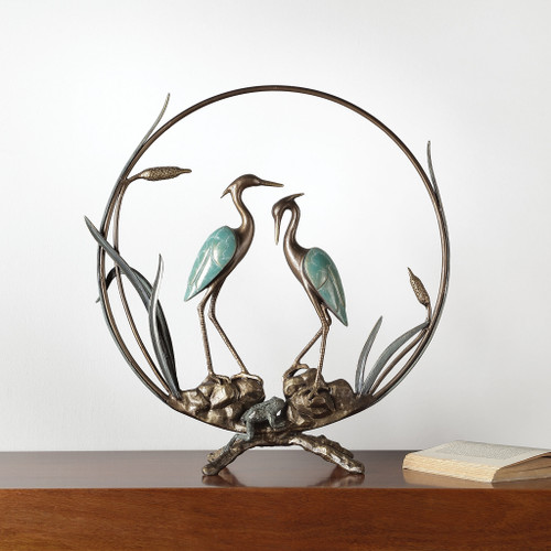 SPI Home Heron Romantic Sculpture 26.5" x 25.5" x 8.0" 7.70 lbs. Aluminum Main image