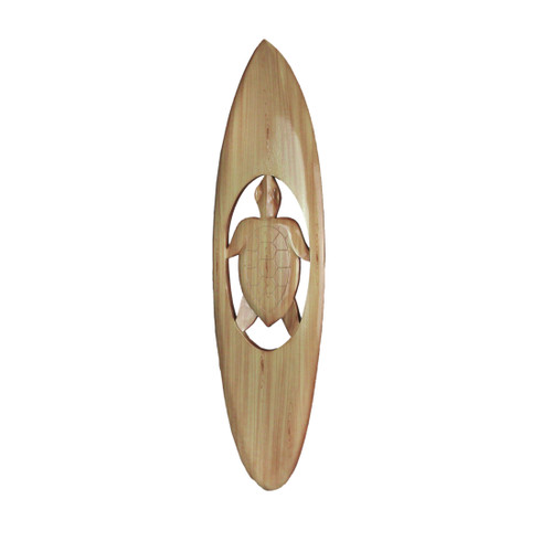 Hand-Carved Cut-out Sea Turtle Surfboard Wall Art 32 Inches High Main image