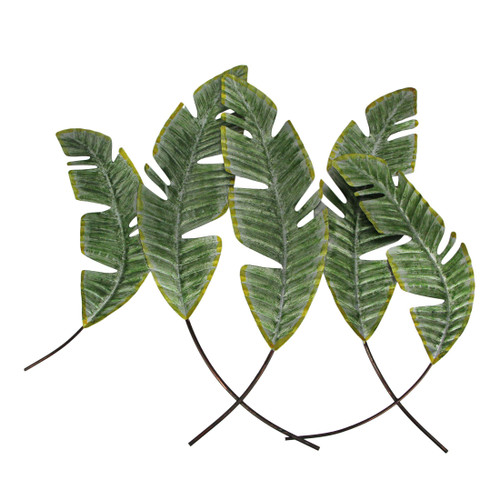 Graceful Green Metal Banana Leaf Wall Sculpture Décor 27-Inch Main image