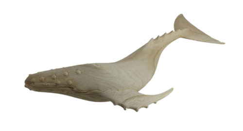 Hand Carved Wood Whale Statue 19in Additional image