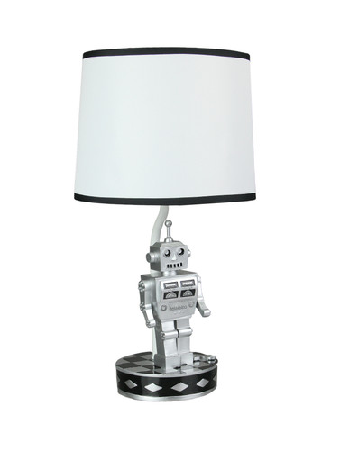 Vintage Silver Finish Robot Table Lamp Retro Sci-Fi Design 16.5 Inches High Main image