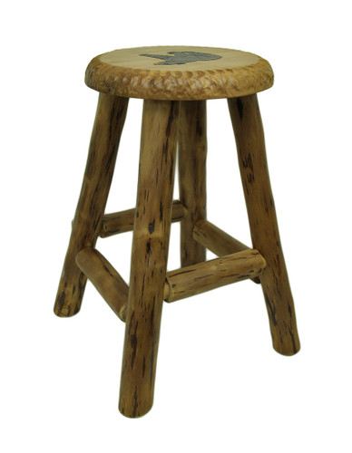 Rustic Handcrafted Wooden Carved Bear Bar Stool 24 in. Additional image