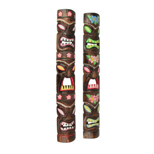 Zeckos Tiki Face Wall Masks – Hand-Carved 40” Decor for Tiki Bars, Gardens Additional image