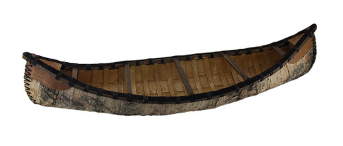31 in. Decorative Rustic Birch Bark Wooden Canoe Statue Additional image