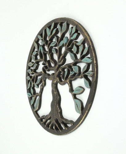 Bronze and Green Finish Cast Iron Tree Of Life Wall Hanging 11.75 Inch Diameter Additional image