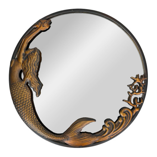 Bronze Mermaid Mirror – 20-Inch Nautical Accent for Coastal Home Decor Main image