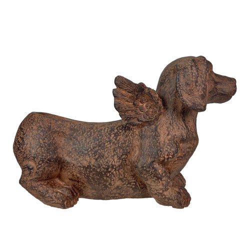 Flying Wiener Dog Planter 18" Brown, With Drain Hole, Rustic Garden Decor Additional image