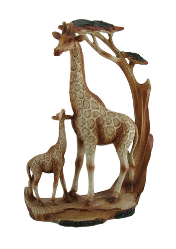 Giraffe Family Carved Wood Look Resin Statue Main image