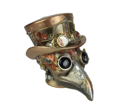 Steampunk Plague Doctor Copper Bronze Statue 6.75" High Main image