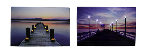 Serene Pier At Sunset LED Lighted Canvas Print Set Main image