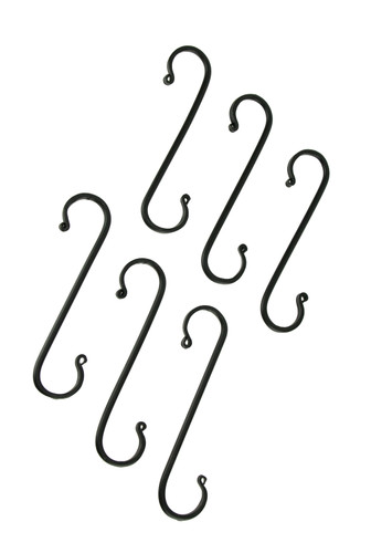 Hand Forged Large Wrought Iron S Hooks Primitive Country Decor Set of 6 Main image