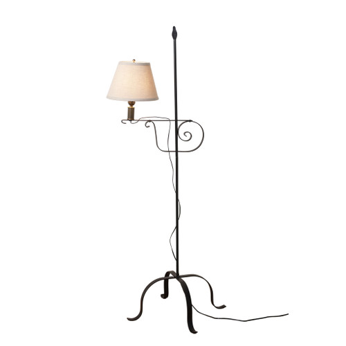Adjustable Wrought Iron Floor Lamp 57in Dark Finish with Fabric Shade 3-Way Main image