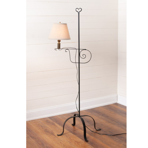 Black Wrought Iron Heart Top Adjustable Floor Lamp with Shade, 57 in Tall Additional image