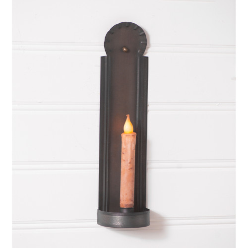 Slim Colonial Tin Candle Sconce 14in Metal Wall Taper Candle Holder Decor Additional image