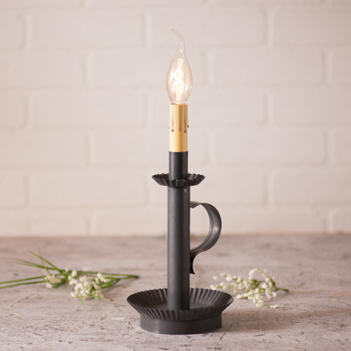 Kettle Black Metal Candlestick Accent Light 11 Inch Indoor Tabletop Lamp Corded Additional image